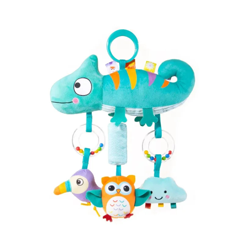 Crib Hanging Rattles Toys Baby Toys Cartoon Animal Spiral Hanging Toy with Ringing Bell Stroller Car Toys for Infant Newborn Good Vibrations