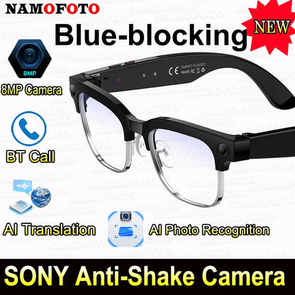 New Al Smart Glasses 8MP HD Camera 4K Video Record Voice Translation Photo Recognition WIFI Transmission BT Call Smart Glasses Good Vibrations