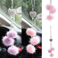 Fashion Diamond Car Accessorie Bling Hairball Pendant Auto Rearview Mirror Pendant Birthday Gift Auto Decoraction Ornaments Good Vibrations