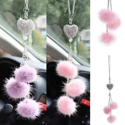 Fashion Diamond Car Accessorie Bling Hairball Pendant Auto Rearview Mirror Pendant Birthday Gift Auto Decoraction Ornaments Good Vibrations