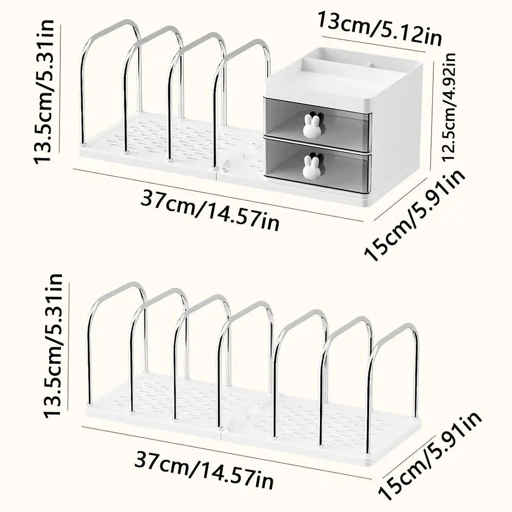 Six Grids Bookend Book Holder Save Space with Storage Box Desk Stand Bookshelf Durable Practical Books Storage Rack Good Vibrations