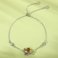 Charming Bee-inspired Jewelry Set - Glamorous Crystal Zirconia Earrings and Silver Plated Necklace and Bracelet Good Vibrations