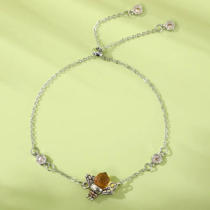 Charming Bee-inspired Jewelry Set - Glamorous Crystal Zirconia Earrings and Silver Plated Necklace and Bracelet Good Vibrations