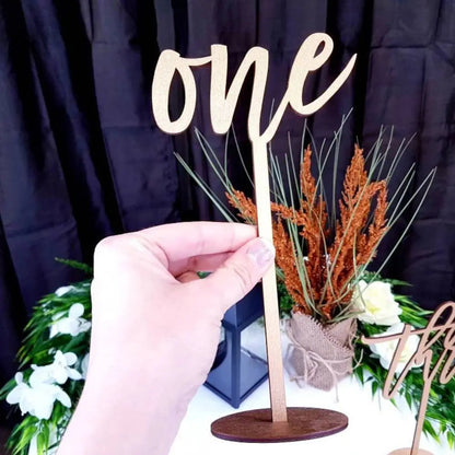 Wedding Wooden Table Numbers With Base Laser Cut Birthday Party Decor Gifts Rustic Custom Wedding Reception Table Centerpieces Good Vibrations
