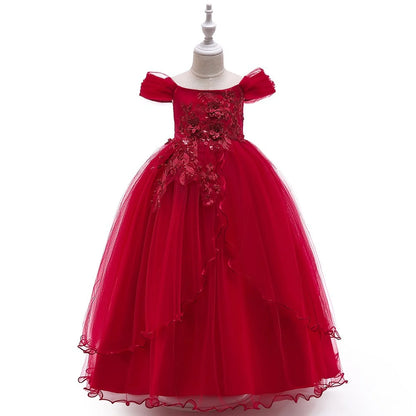 Kids Bridesmaid Dress For Girls Long Lace Wedding Prom Gown Flower Girl Party Dresses Children Formal Evening Clothes