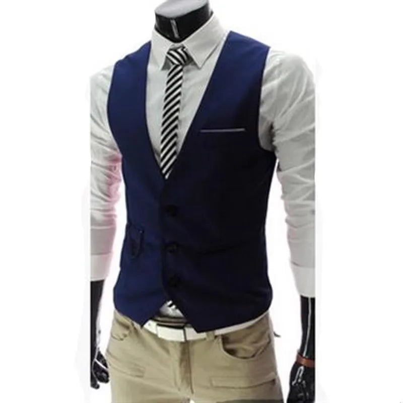 2023 New Arrival Dress Vests For Men Slim Fit Mens Suit Vest Male Waistcoat Gilet Homme Casual Sleeveless Formal Business Jacket Good Vibrations