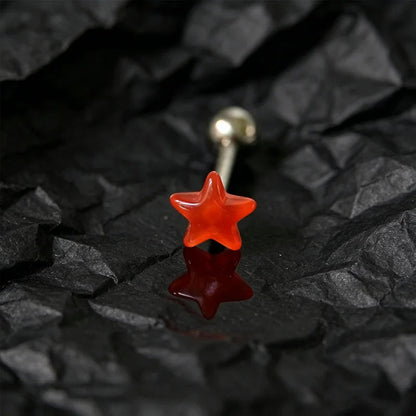 Titanium Steel Tongue Ring Punk Glowing In Dark Five-pointed Star Tongue Stud Fashion Body Piercing Jewelry Good Vibrations