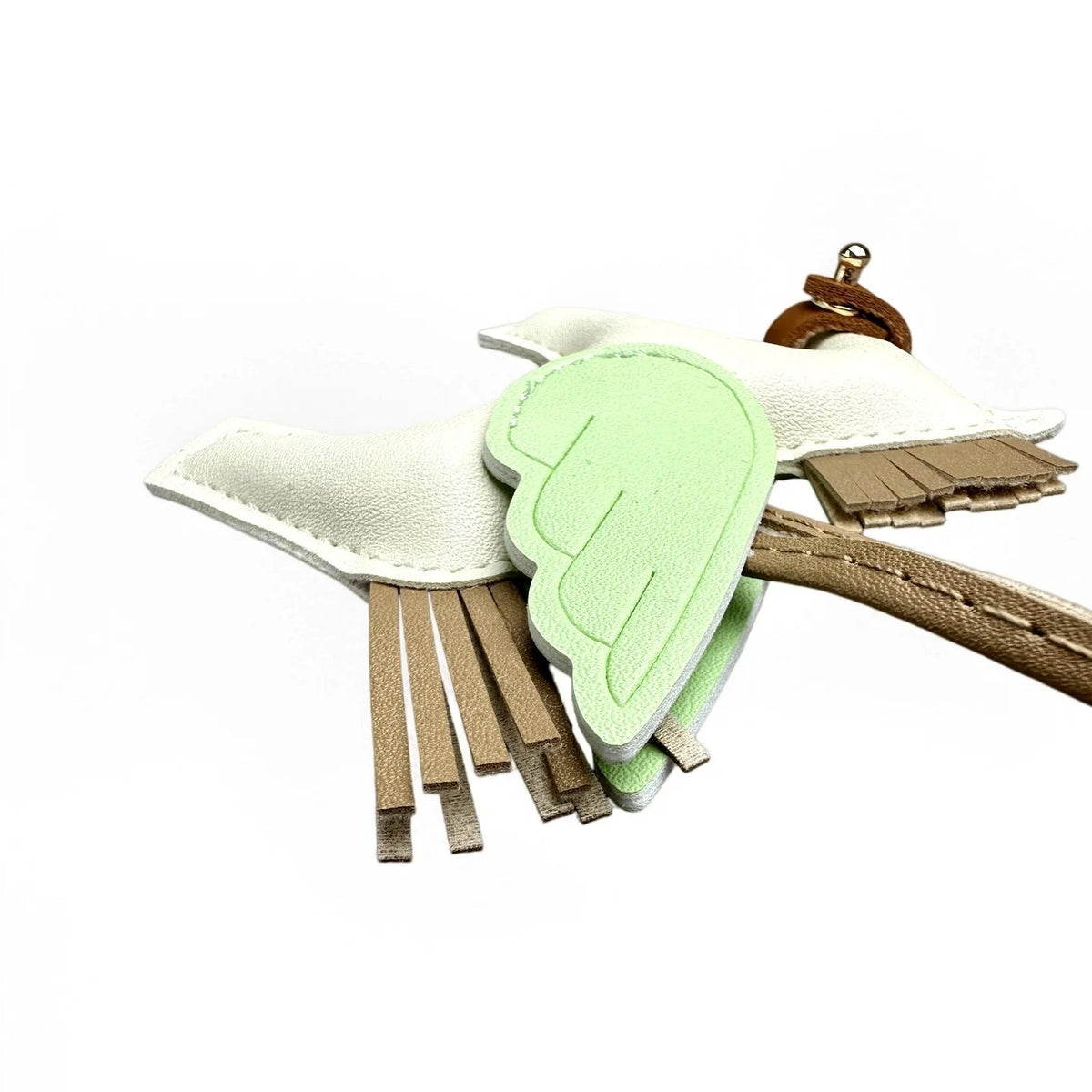 Elegant Winged Pony Keychain with Detachable Mouth Strap | Hand-Stitched Premium PU Leather Bag Charm with Plush Filling, Gift Good Vibrations