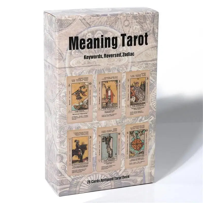 Tarot Card With Meaning On Them Beginner Tarot Keyword Antiqued Tarot Deck Learn Tarot 78 Cards Reversed Good Vibrations