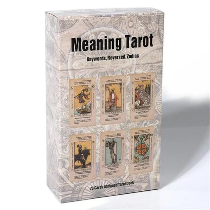 Tarot Card With Meaning On Them Beginner Tarot Keyword Antiqued Tarot Deck Learn Tarot 78 Cards Reversed Good Vibrations