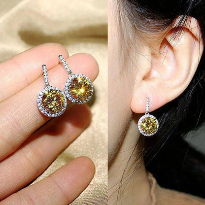 2026 Fashion Bright Yellow Crystal Earrings Female Engagement Party Jewelry Temperament Women Wedding Ceremony Accessories Good Vibrations