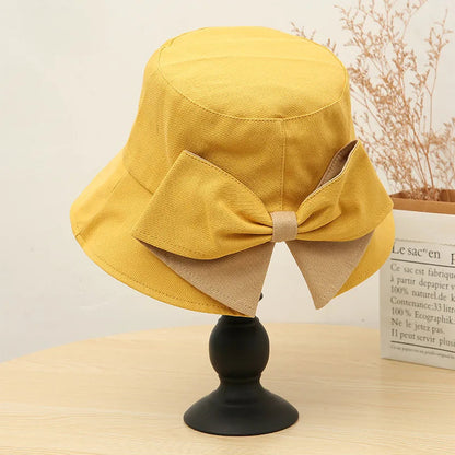Women's hat, big brim hat, women's summer fisherman's hat, casual sun protection bow, versatile sun hat Good Vibrations