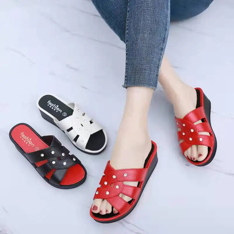 Shoes for Women Summer Women High Heel Slippers Thick Bottom Fashion Home Non-slip Mother Shoes Women Sandals Slippers Women Good Vibrations