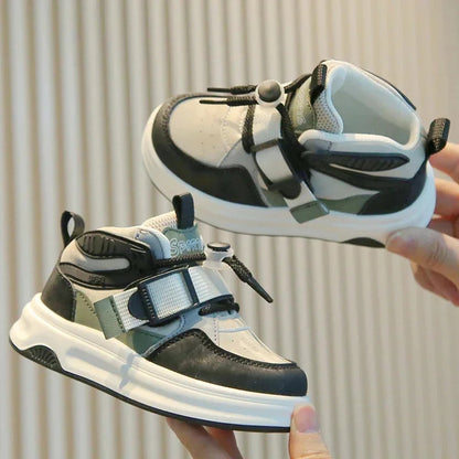 Kid Sneakers 2025 Spring Autumn Boys Causal High Top Sneakers Girls School Versatile Children's Chunky Basketball Shoes Non-slip Good Vibrations