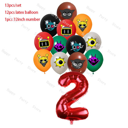 Incredibox Sprunki Birthday Party Decoration Sprunki Balloon Backdrop Cake Topper Split Sales Sprunki Birthday Party Supplies Good Vibrations