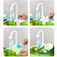Kids Kitchen Sink Toys Electric Dishwasher Playing Toy With Running Water Pretend Play Food Fishing Toy Role Playing Girls Gift Good Vibrations