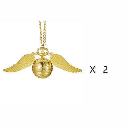 large small Golden Snitch spherical quartz pocket watch fashion sweater angel wing necklace pendant men and women pocket watch Good Vibrations
