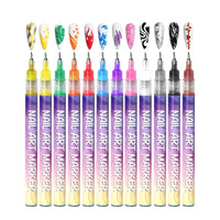 12 Color Nail Art Graffiti Pen Set Nail Marker Drawing Acrylic Paint Pens Waterproof Nail Painting Manicure Extra Fine 0.5mm Good Vibrations