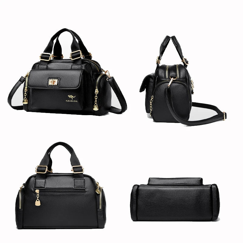 Luxury Designer Purse and Handbag Fashion High Quality Women's Shoulder Bag Large Capacity Soft Leather Locomotive Crossbody Bag Good Vibrations