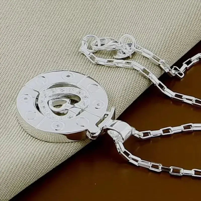 Couple Necklace 925 Silver Heart Circle Men & Women Love Gift Set Chain Good Vibrations