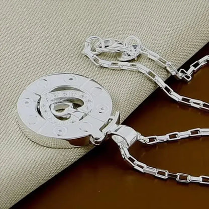 Couple Necklace 925 Silver Heart Circle Men & Women Love Gift Set Chain Good Vibrations