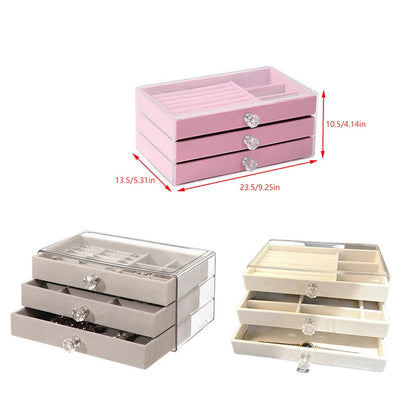 Jewelry Storage Box Home Jewelry Display Box Multi-layer Drawer Necklace Earring Ring Jewelry Organizer Good Vibrations