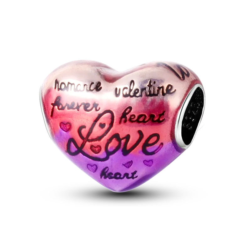 Heart Shape 925 Sterling Silver Family Lover Affection Pendant Charm Beads Fit Original Bangle Bracelet DIY Jewelry For Women Good Vibrations