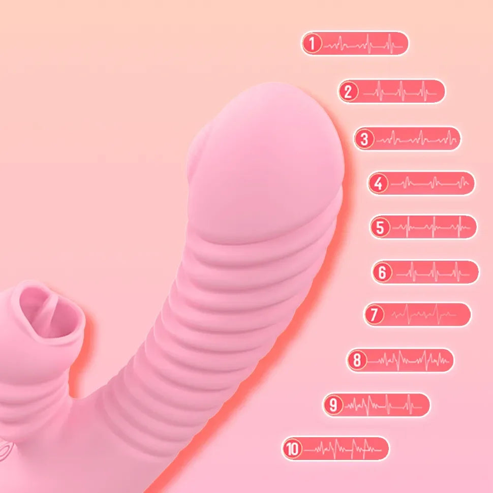Vibrator For Women 2 In 1 Licking Machine Clitoris Stimulator G-Spot Powerful Vibro Dildo Wand Female Clit Sucker Adult Sex Toys Good Vibrations Adult Super Store