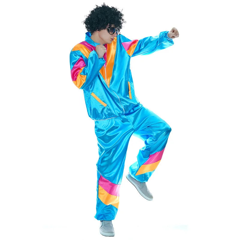 Cosplay Women Disco Suit Fancy Dress Hippie Costumes Men Disco Tracksuit Couples for Costumes Clothes Adult Carnival Costume Good Vibrations