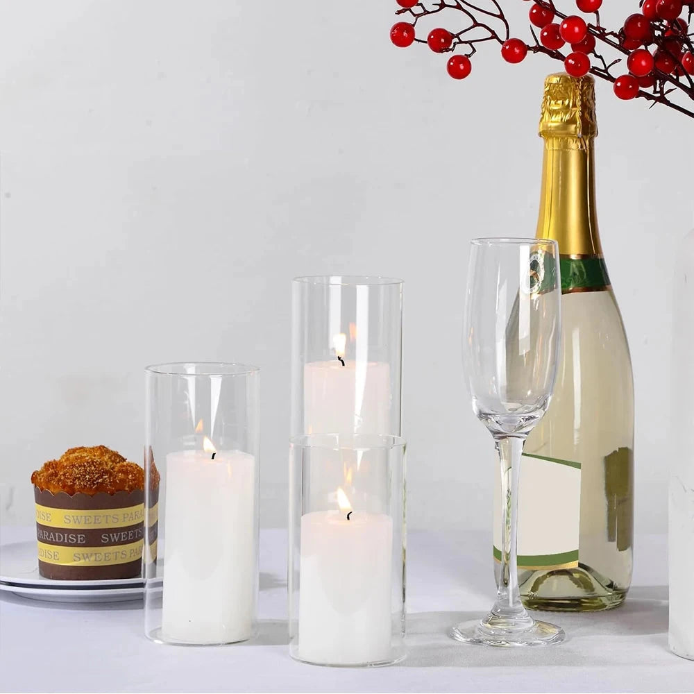 Glass Cylinder Vases Clear Cylinder Candle Holders for Slim Pillar Candles Wedding Centerpieces Wedding Candle Holders Good Vibrations