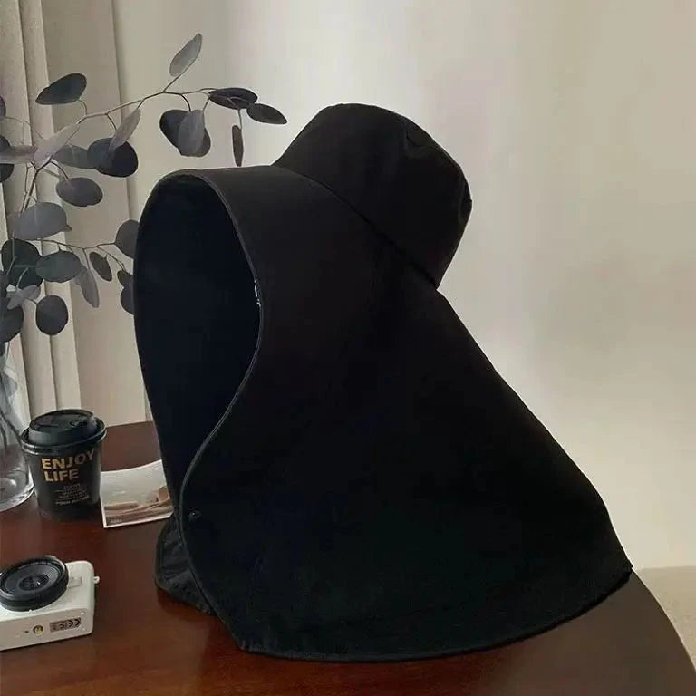 Summer Hats for Women Outdoor UV Anti Neck Protection Sun Visors for Lady Fishing Hiking Wide Brim Shawl Sunscreen Ponytail Cap Good Vibrations