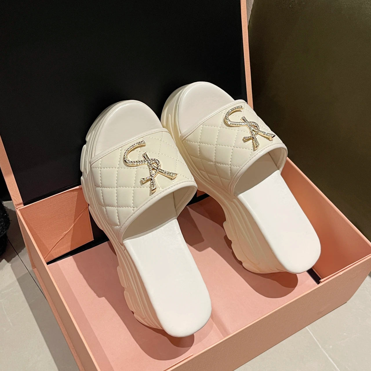 Women Sandals Summer Platform Letters Fashion Sandals Casual Comfortable Slipper Women Lightweight Non-slip Outside Slides Women Good Vibrations
