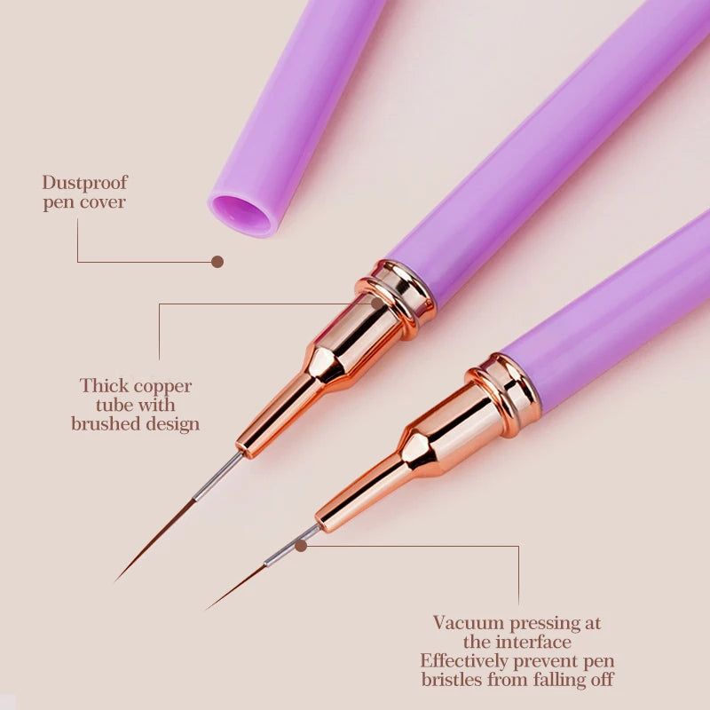 5pcs Nail Art Liner Brush Set UV Gel Nail Brushes Kits French Stripe Line Painting Drawing Flower Pen Professional Manicure Tool Good Vibrations