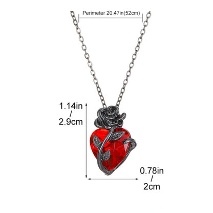 Gothic Rose Red Love Necklace Women's Y2K Jewelry Silver Color Tonebloody Human Heart Pendant Jewelry Personalized Gifts Good Vibrations Adult Super Store
