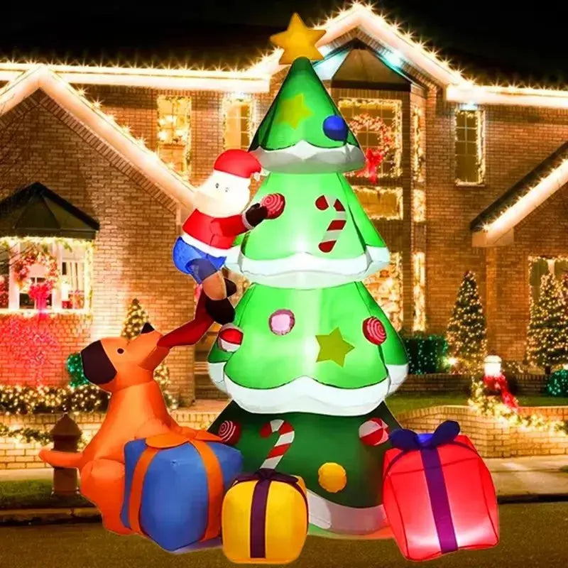 Christmas Decoration 2.1M Inflatable Toys Dog Santa Claus Xmas Tree Indoor Outdoor Decor With LED Lights New Year Gift Yard Prop Good Vibrations