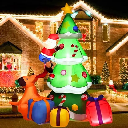 Christmas Decoration 2.1M Inflatable Toys Dog Santa Claus Xmas Tree Indoor Outdoor Decor With LED Lights New Year Gift Yard Prop Good Vibrations