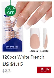 120pcs Pink French Tip Press-On Nails Medium Length Square Shape With Glossy Finish False Nails Full Cover Pre-Shaped Fake Nails Good Vibrations