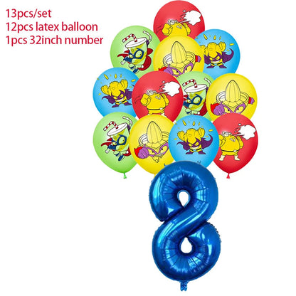 Superzings Birthday Party Decoration Balloon Banner Cake Topper SuperthingsTableware Birthday Party Supplies Baby Shower Good Vibrations