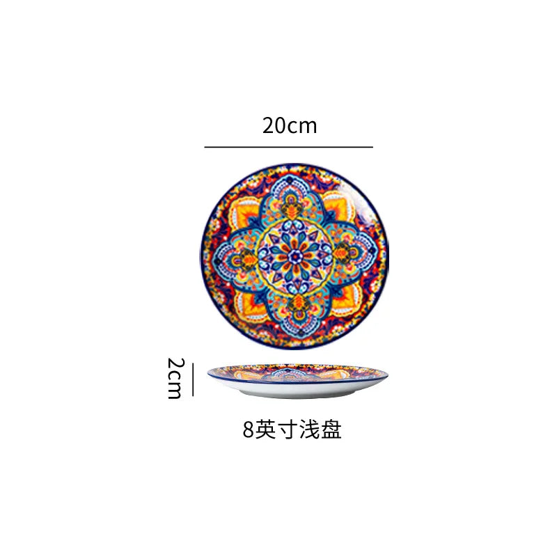 Ceramic Tableware Set Rice Bowl Serving Plate Creative Cutlery Soup Plate Noodle Handle Bowl Sauce Dish Steak Salad Fruit Plate Good Vibrations