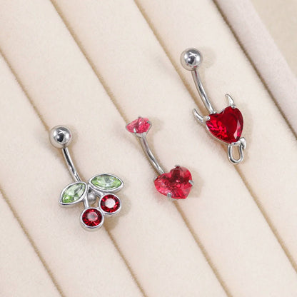 3pcs/Set Stainless Steel Color Cubic Zirconia Navel Rings Round Butterfly Heart Cherry Shapes Fashion Body Piercing Jewelry Good Vibrations Adult Super Store
