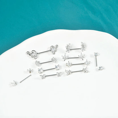 1pair Nipple Piercing Stainless Steel Nipple Rings CZ Butterfly Heart Nipple Barbell For Women Girls 16G Body Piercing Jewelry Good Vibrations
