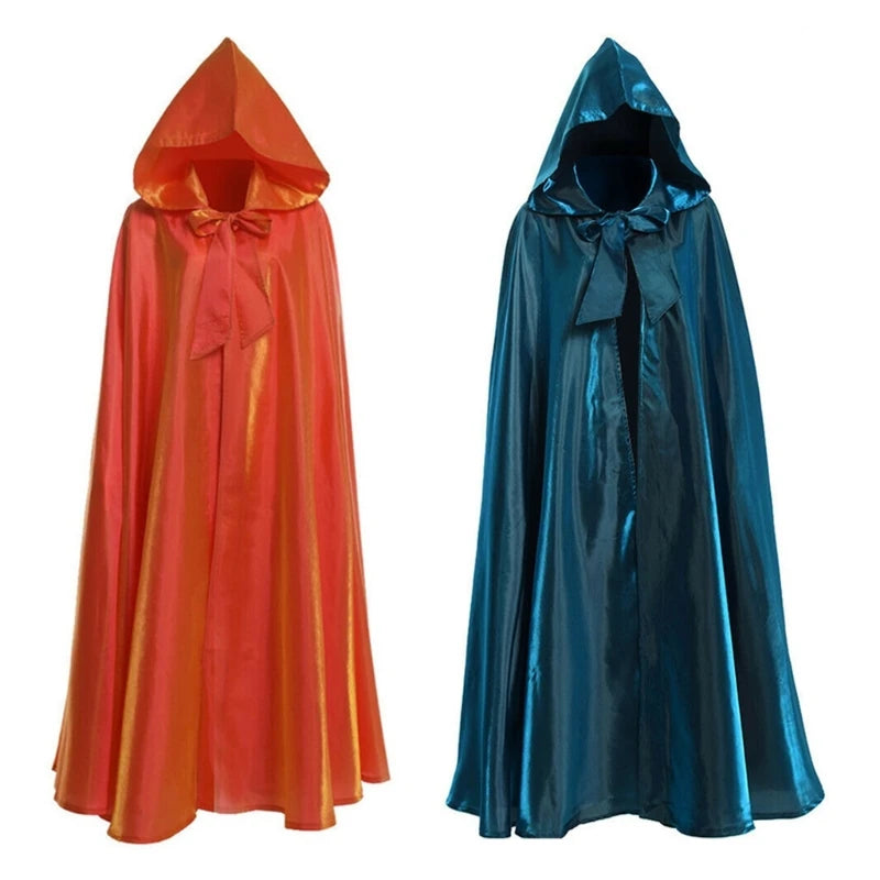Halloween Party Costume Women Men Adult Long Robe Hooded Cloak Witchcraft Christmas Holiday Solid Color Medieval Cape Good Vibrations