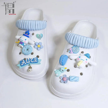Sanrio Hello Kitty Croc Charms Kawaii Kuromi Shoe Buckle Accessories Girl Slippers DIY Decorations for Croc Jibz Gift Good Vibrations