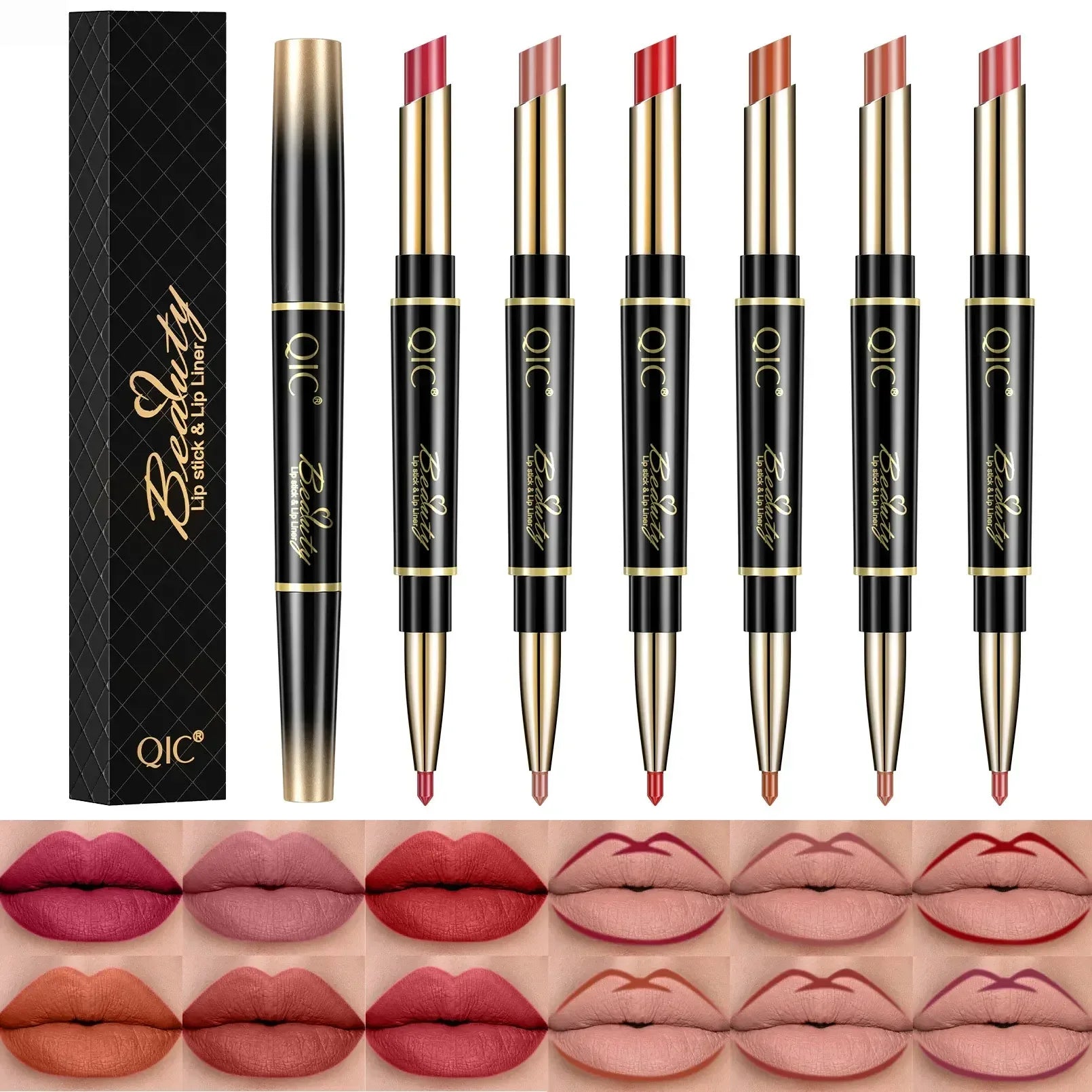 2 In 1 Matte Lipstick lip liner Long lasting waterproof Makeup for women Korean Cosmetics Beauty Make up female Good Vibrations