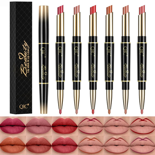 2 In 1 Matte Lipstick lip liner Long lasting waterproof Makeup for women Korean Cosmetics Beauty Make up female Good Vibrations