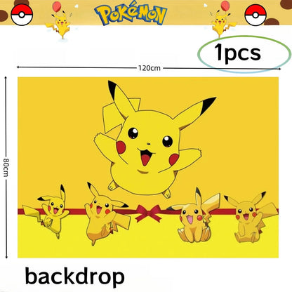 Pokemon Birthday Party Decorations Pikachu DIY Sticker Tableware Plate Tablecloth Baby Shower Kids Favors Gifts Party Supplies Good Vibrations