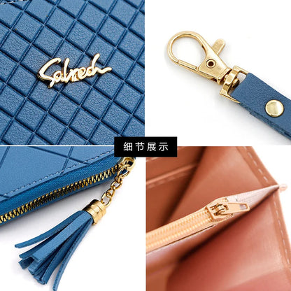Zipper Money Coin Purse Women Card Holder Long PU Leather Clutch Wallet Large Capacity Lady Wristlet Phone HandBags Money Pocket Good Vibrations