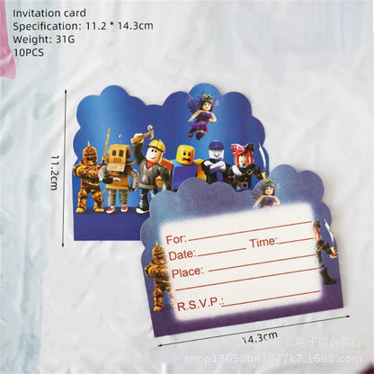 Game Roblox Cartoon Party Theme Birthday Supplies Balloon Banner Cake Topper Tableware Set Decorative Anime Peripheral Gifts Good Vibrations