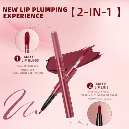 2 In 1 Double-end Lipgloss Lipliner Moisturizing Lipgloss Waterproof Long Lasting Matte Lip Liner Pen Makeup Lipliner 6 Colors Good Vibrations