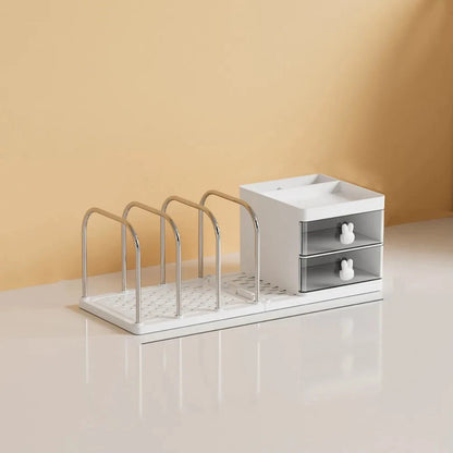 Six Grids Bookend Book Holder Save Space with Storage Box Desk Stand Bookshelf Durable Practical Books Storage Rack Good Vibrations